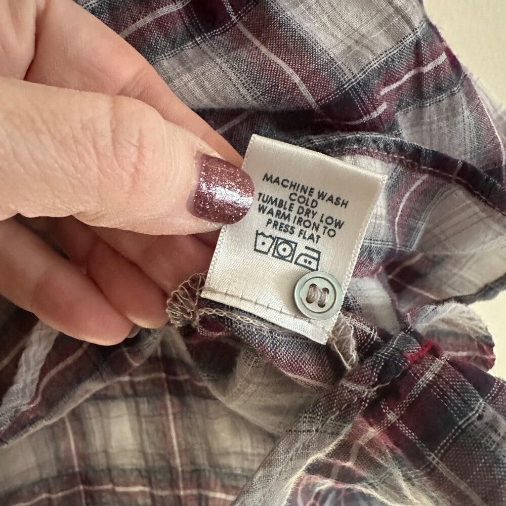 Xirena Plaid Collared Cotton Half Button Tunic To… - image 6